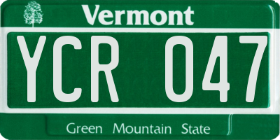 VT license plate YCR047