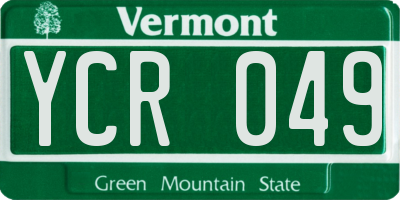 VT license plate YCR049