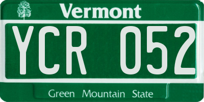 VT license plate YCR052