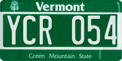 VT license plate YCR054
