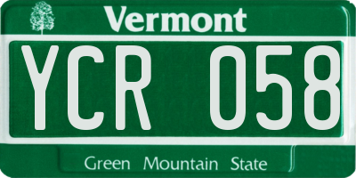 VT license plate YCR058