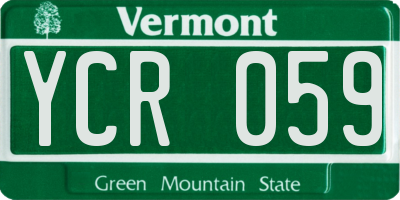 VT license plate YCR059