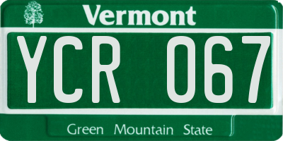 VT license plate YCR067