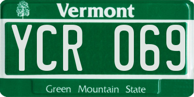 VT license plate YCR069