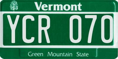 VT license plate YCR070