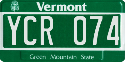 VT license plate YCR074