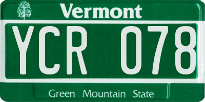 VT license plate YCR078