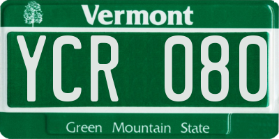 VT license plate YCR080