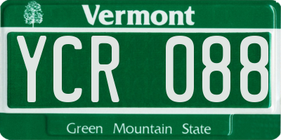 VT license plate YCR088