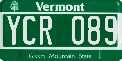 VT license plate YCR089