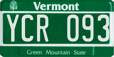 VT license plate YCR093