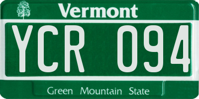 VT license plate YCR094