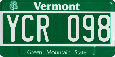 VT license plate YCR098