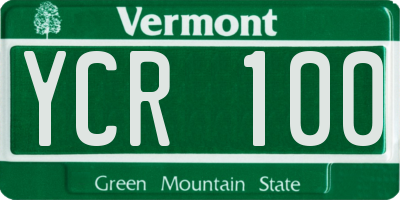 VT license plate YCR100
