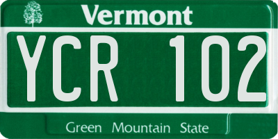 VT license plate YCR102