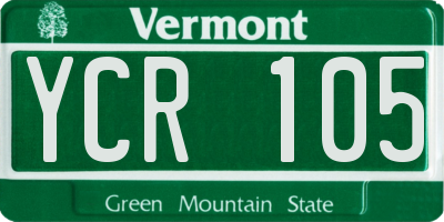 VT license plate YCR105