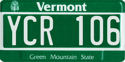 VT license plate YCR106