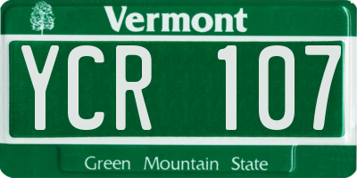 VT license plate YCR107