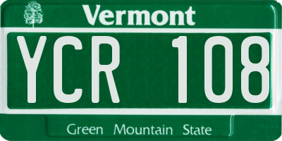 VT license plate YCR108