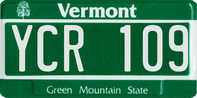 VT license plate YCR109