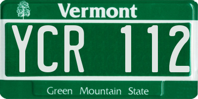 VT license plate YCR112