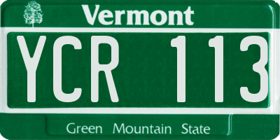 VT license plate YCR113