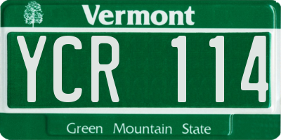 VT license plate YCR114