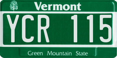 VT license plate YCR115