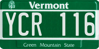 VT license plate YCR116