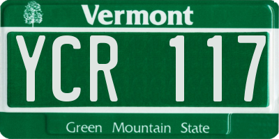 VT license plate YCR117