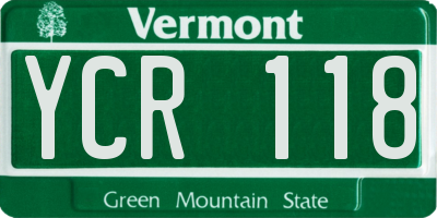 VT license plate YCR118