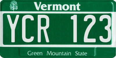 VT license plate YCR123