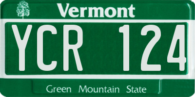 VT license plate YCR124