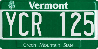 VT license plate YCR125
