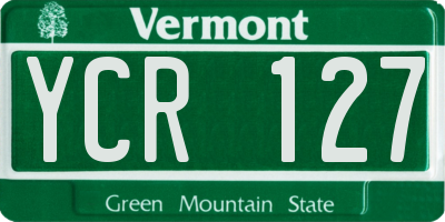 VT license plate YCR127