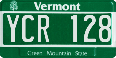 VT license plate YCR128