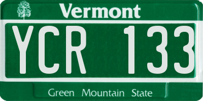 VT license plate YCR133