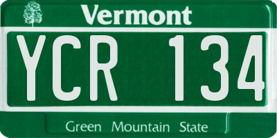VT license plate YCR134