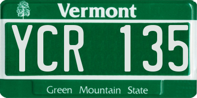 VT license plate YCR135