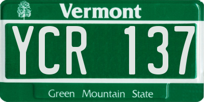 VT license plate YCR137