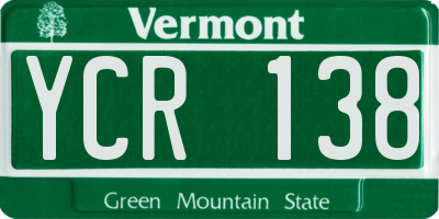VT license plate YCR138