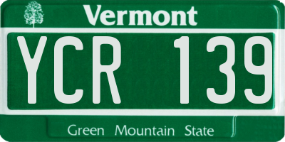 VT license plate YCR139