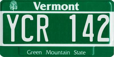 VT license plate YCR142