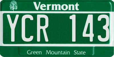 VT license plate YCR143
