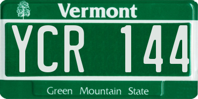 VT license plate YCR144