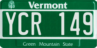 VT license plate YCR149