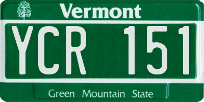 VT license plate YCR151