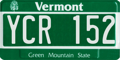 VT license plate YCR152