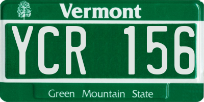 VT license plate YCR156