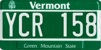 VT license plate YCR158